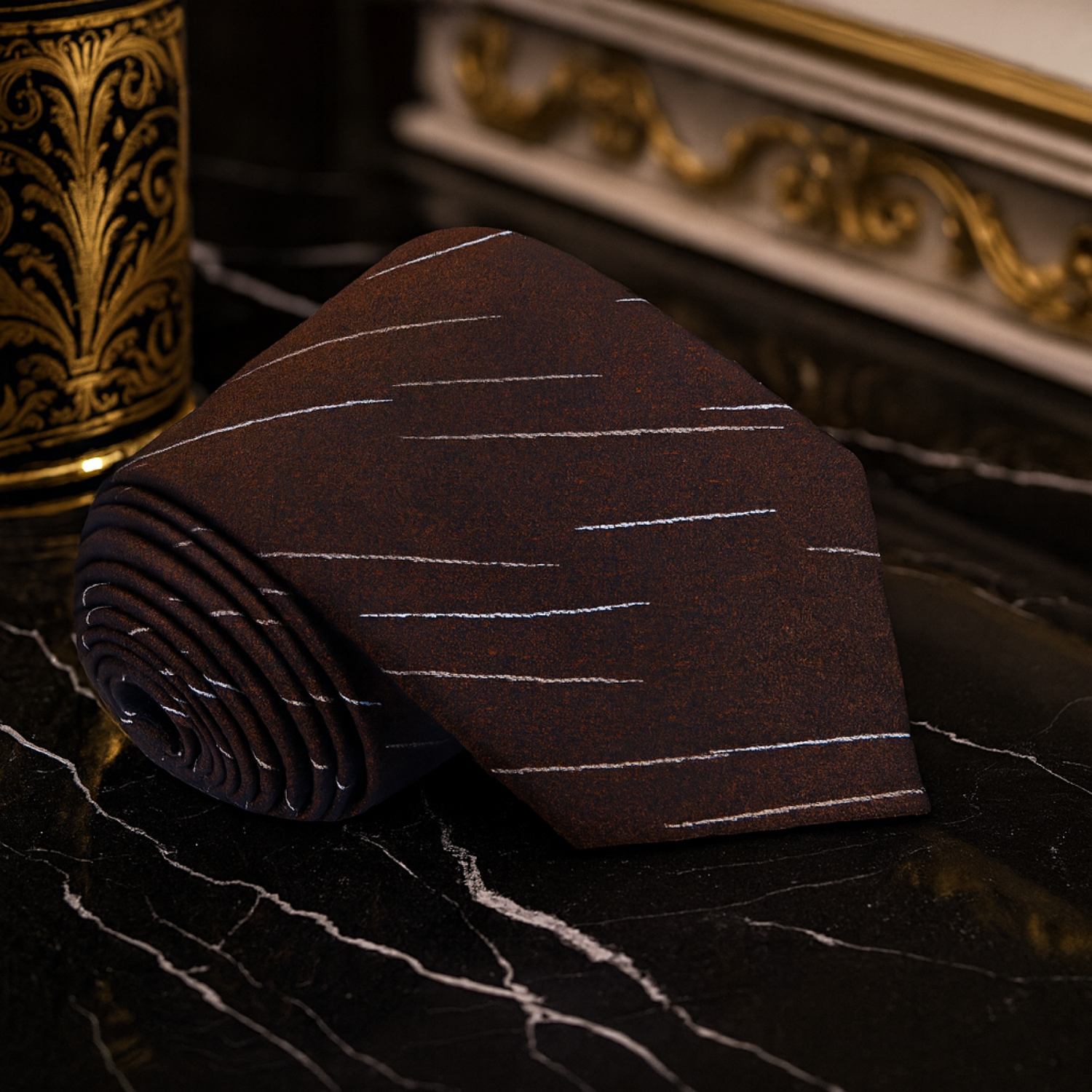 Brown lined necktie