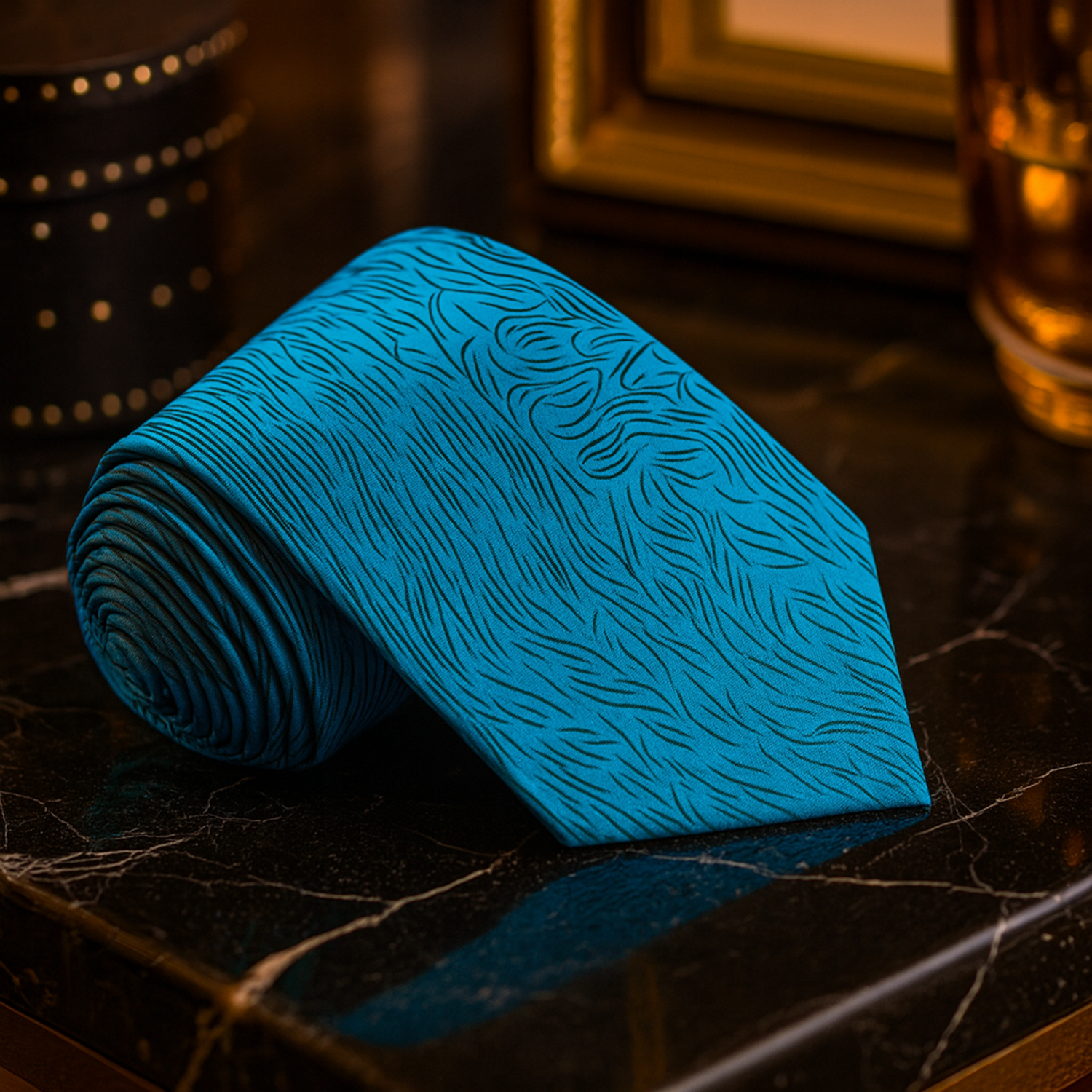 Teal Abstract Lines Necktie | Ocean Light, Modern Lines