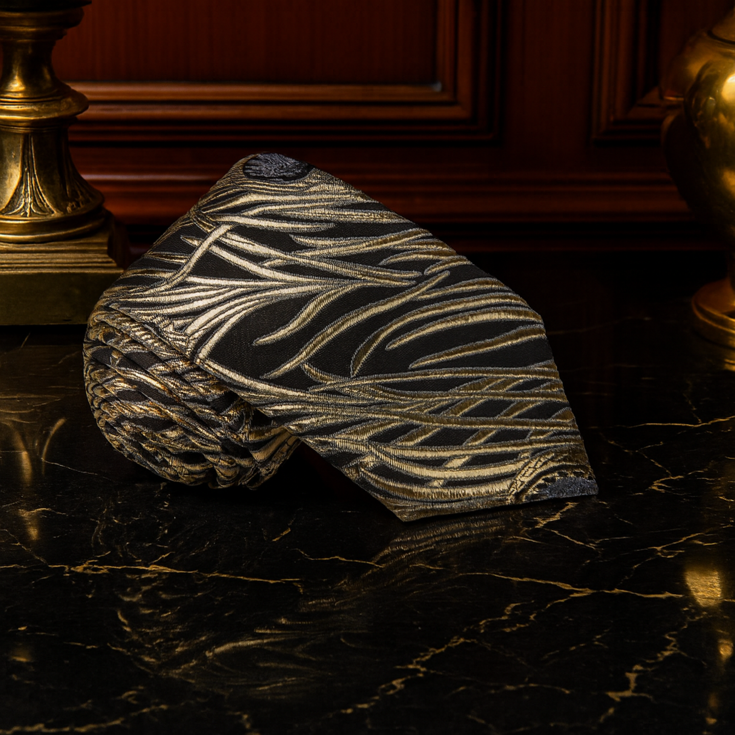 Black, Gold, Grey Abstract Necktie