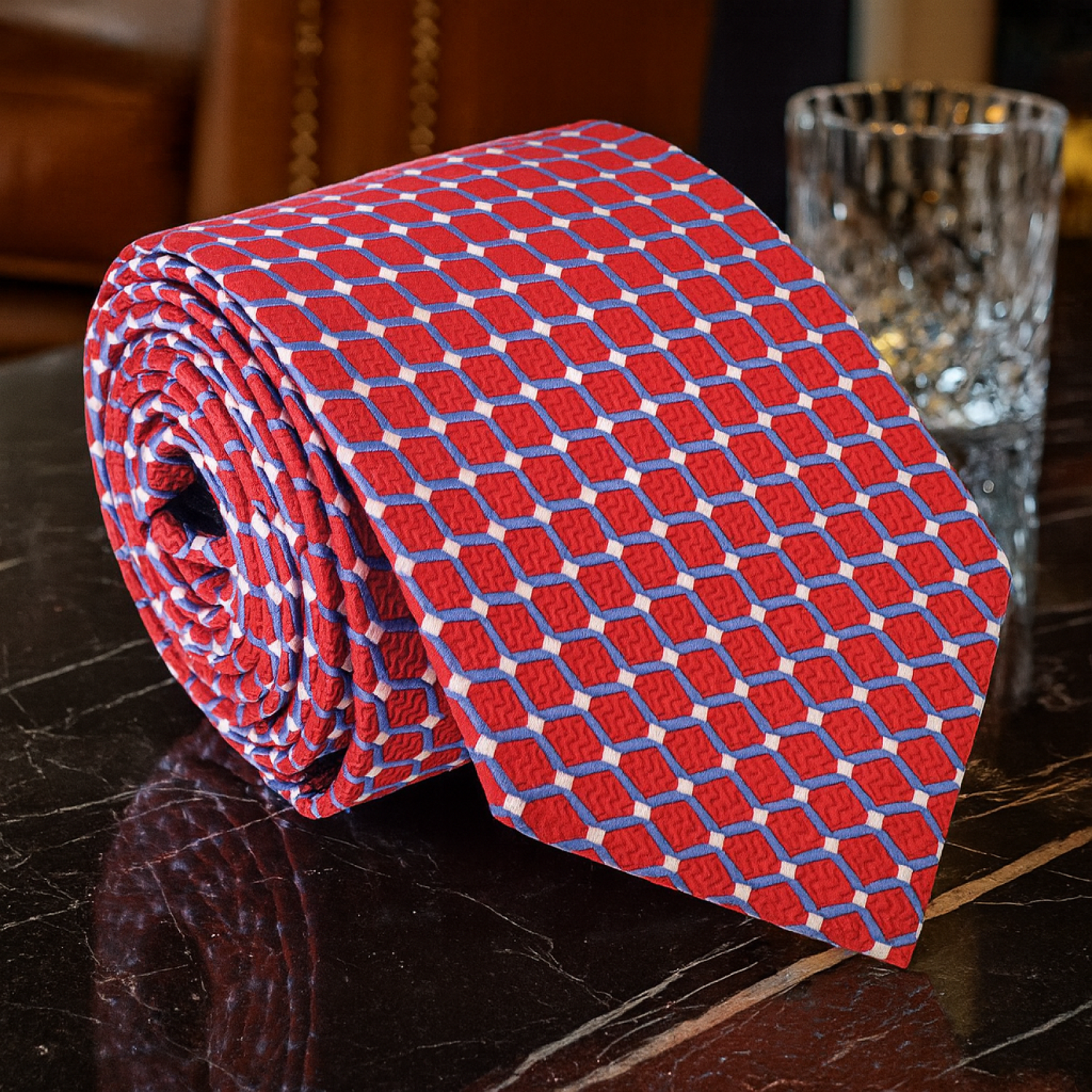 Red, Blue Interlock Necktie