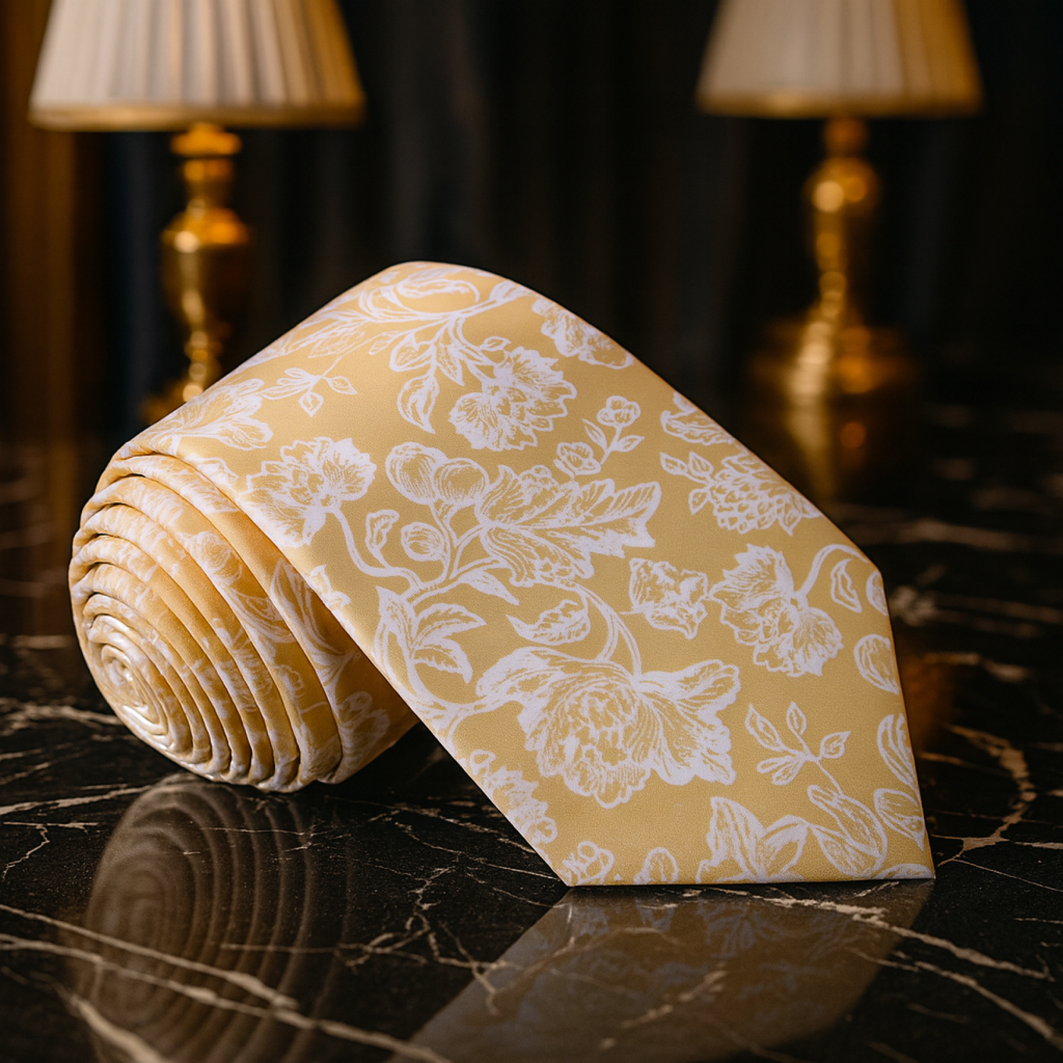 Light Brown Filigree Floral Tie
