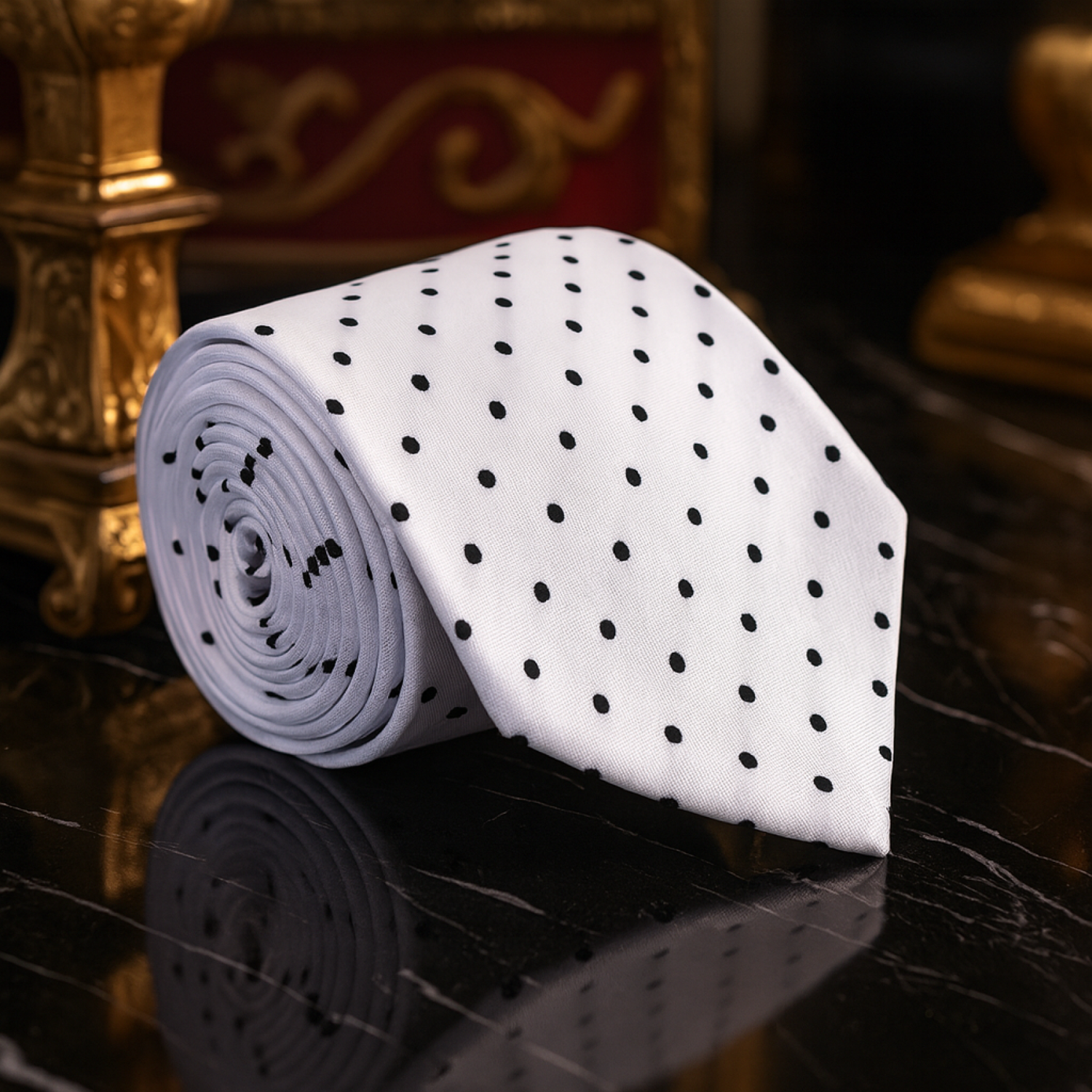 White with Small Black Dots Tie 