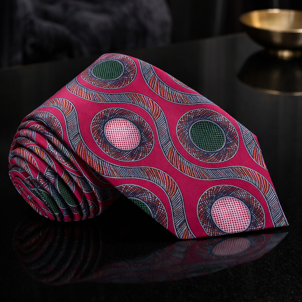 Dark Fuchsia Abstract Necktie