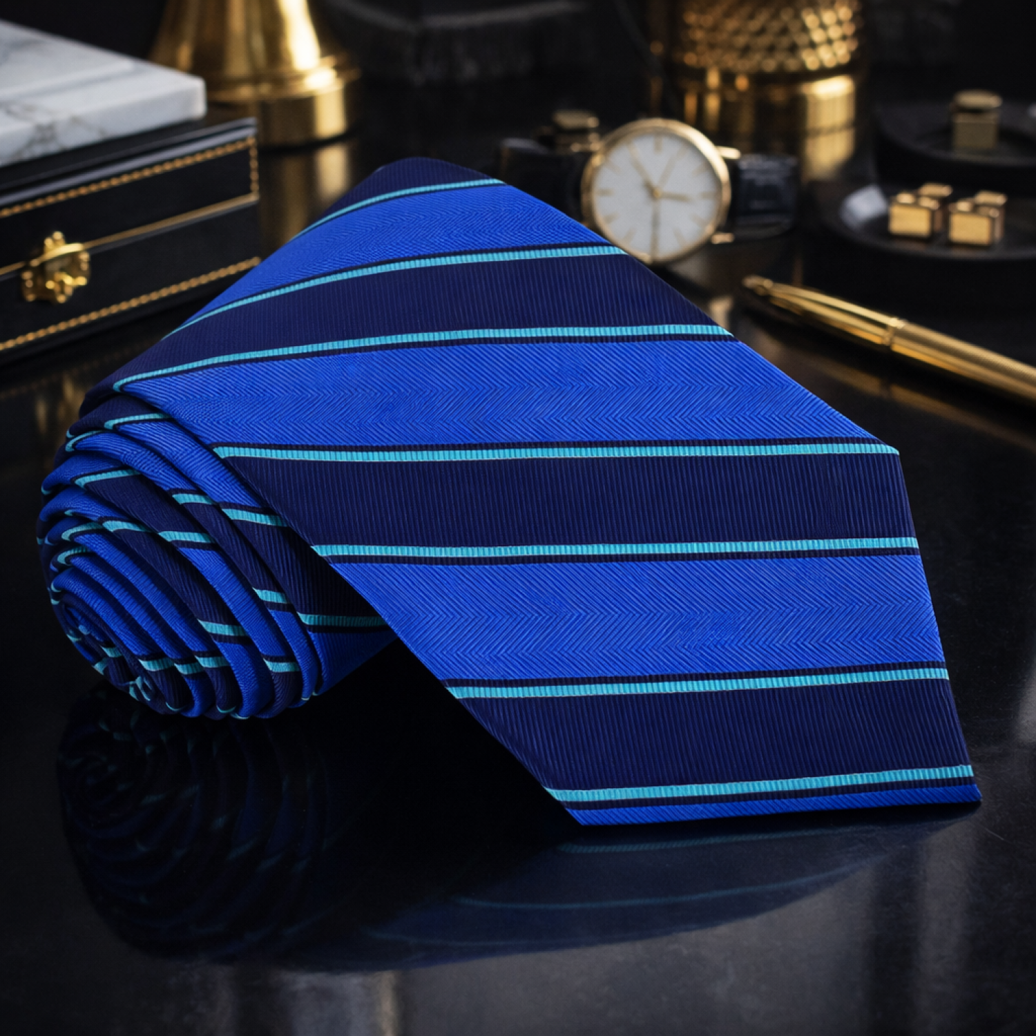 Blue Green Stripe Tie