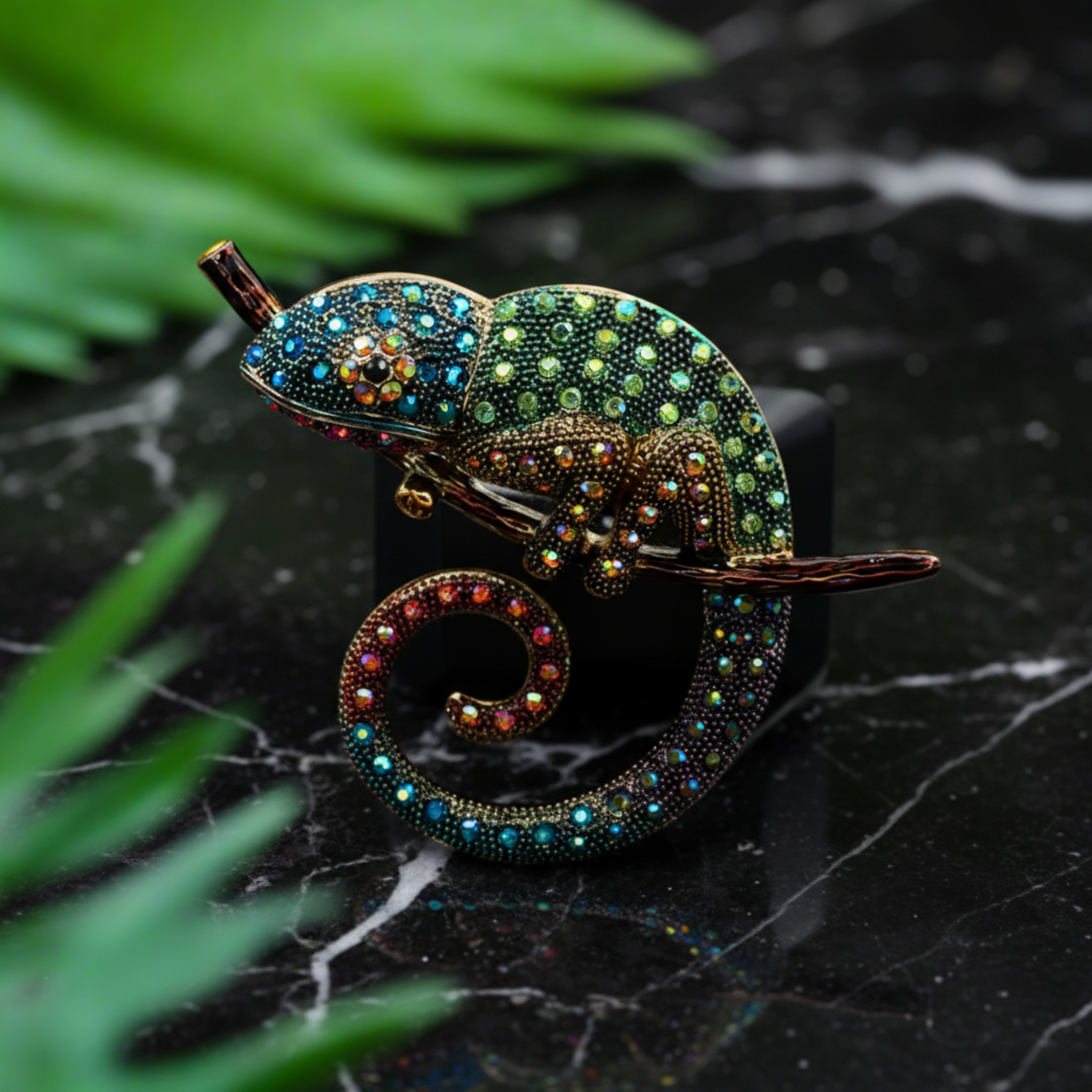 4: Colorful Gemstone Chameleon Lapel Pin