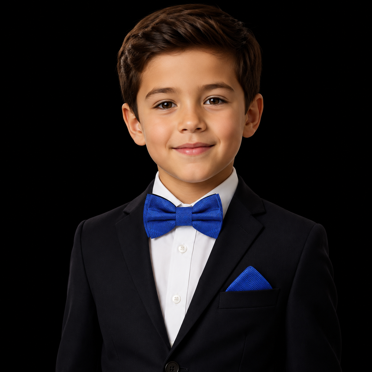 blue bow tie and square on boy