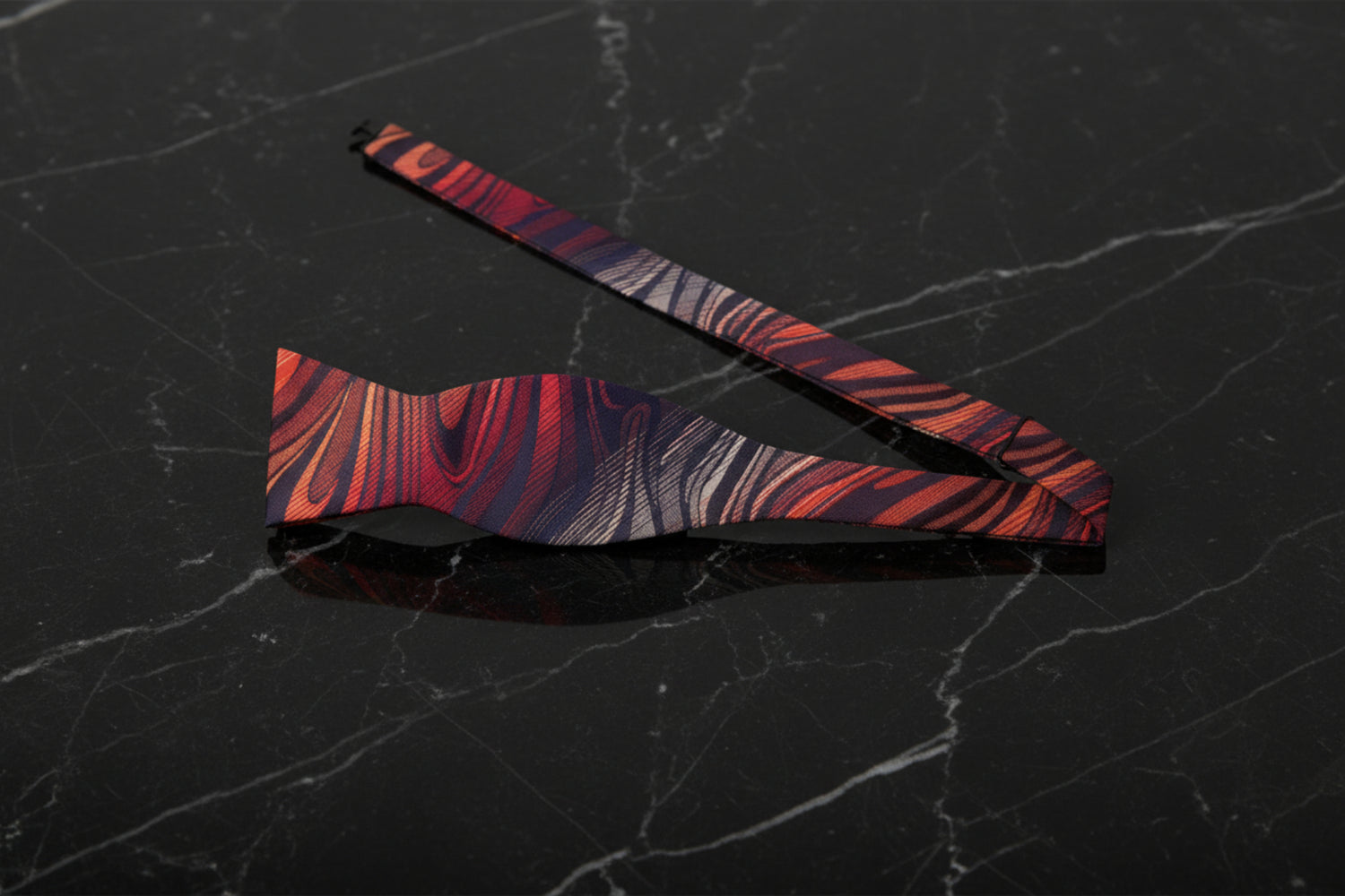 Orange and Grey Abstract Self Tie Bow Tie 