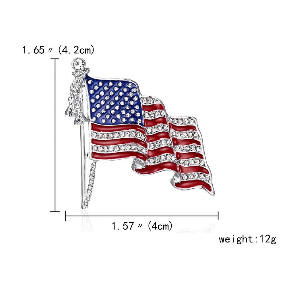 Dimensions: Red, Chrome, Blue American Flag Gemstones Lapel Pin