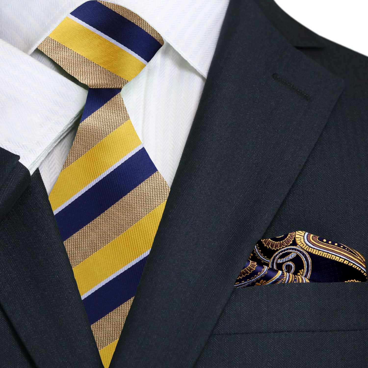 Maize and Azure Stripe Tie and Accenting Square