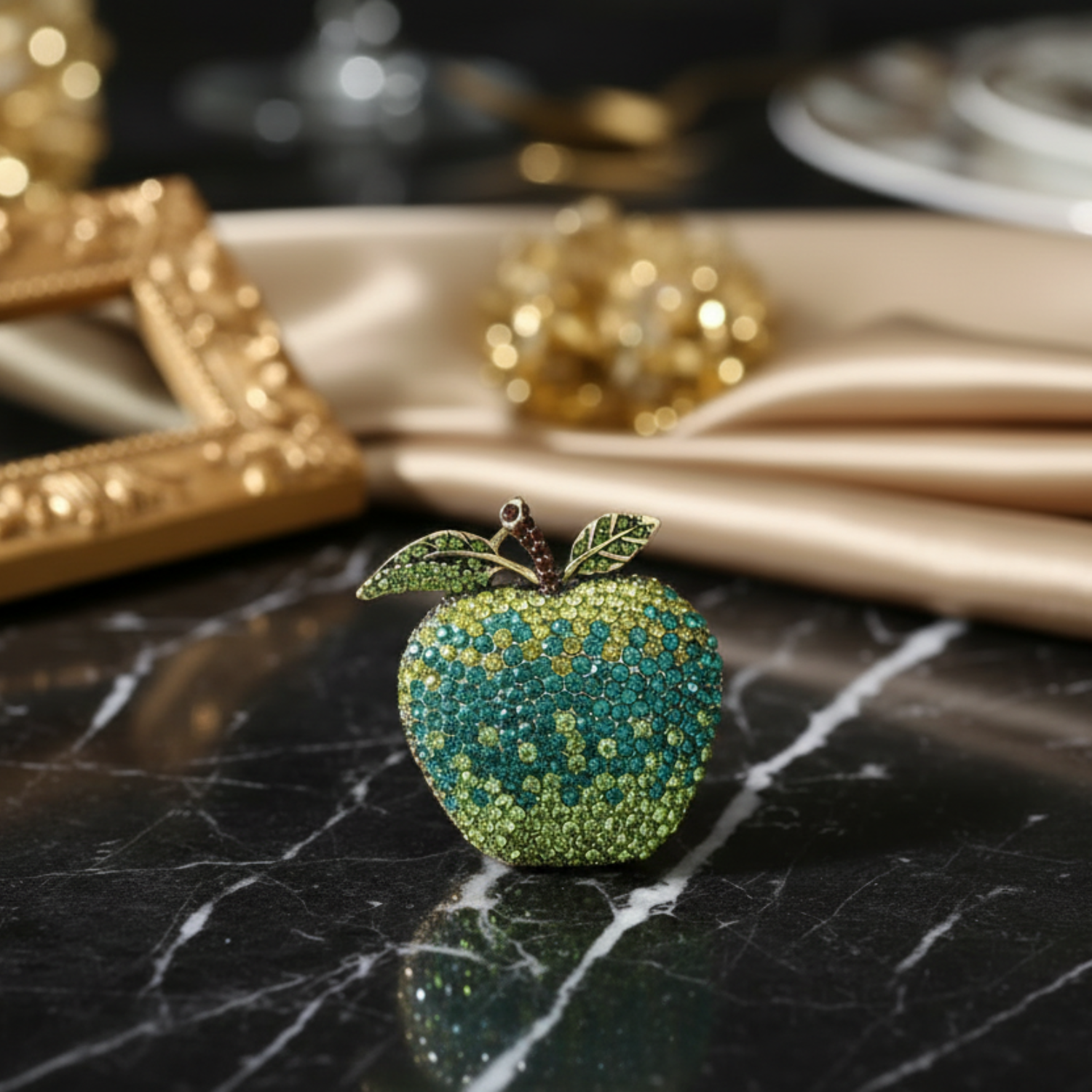 a green apple lapel pin