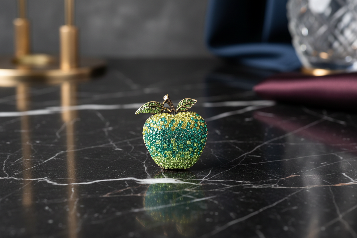 Main a green apple lapel pin
