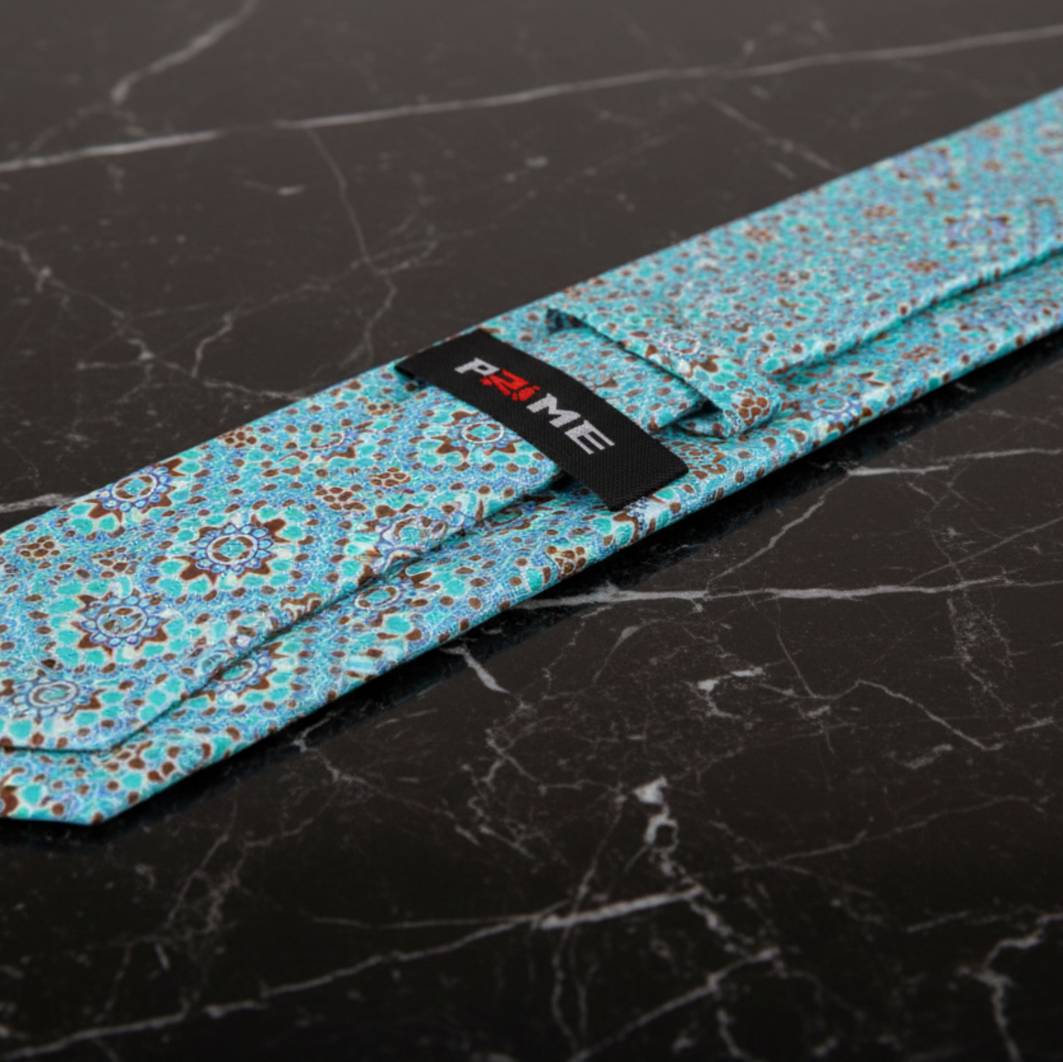 Logo: Aqua Blue, Brown Mosaic Necktie