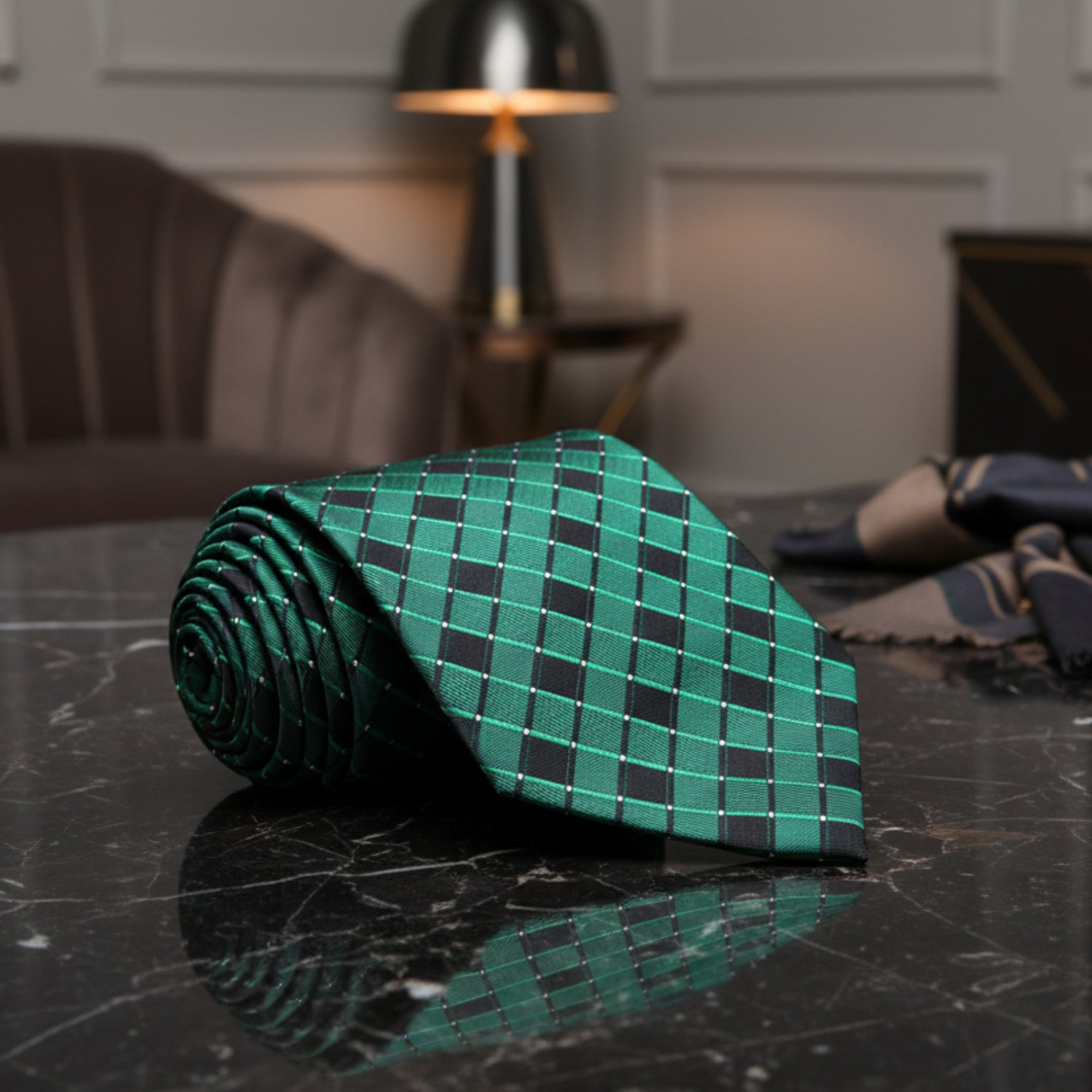 Green Geometric Necktie 