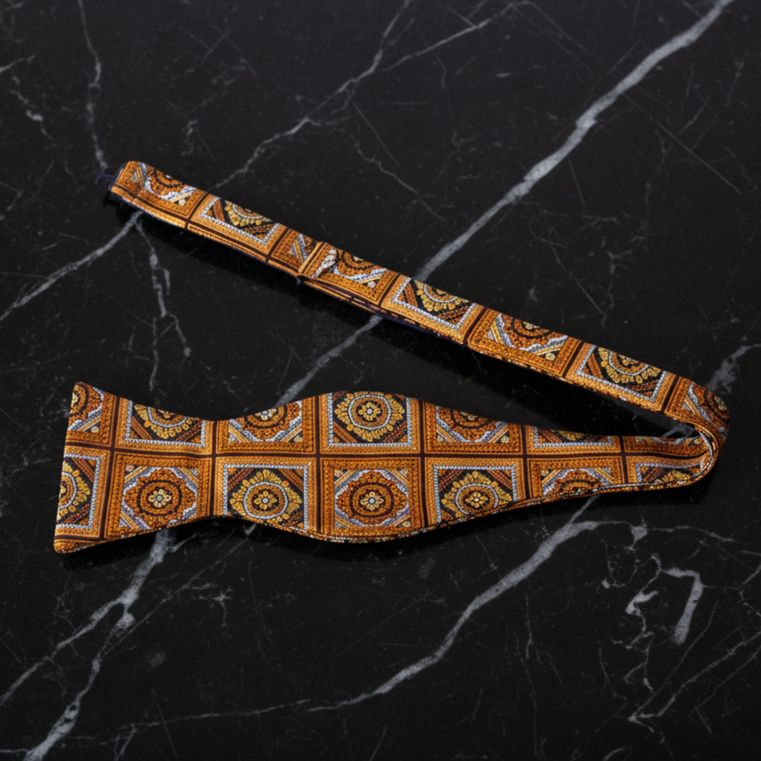 brown Geometric self tie bow tie view 3