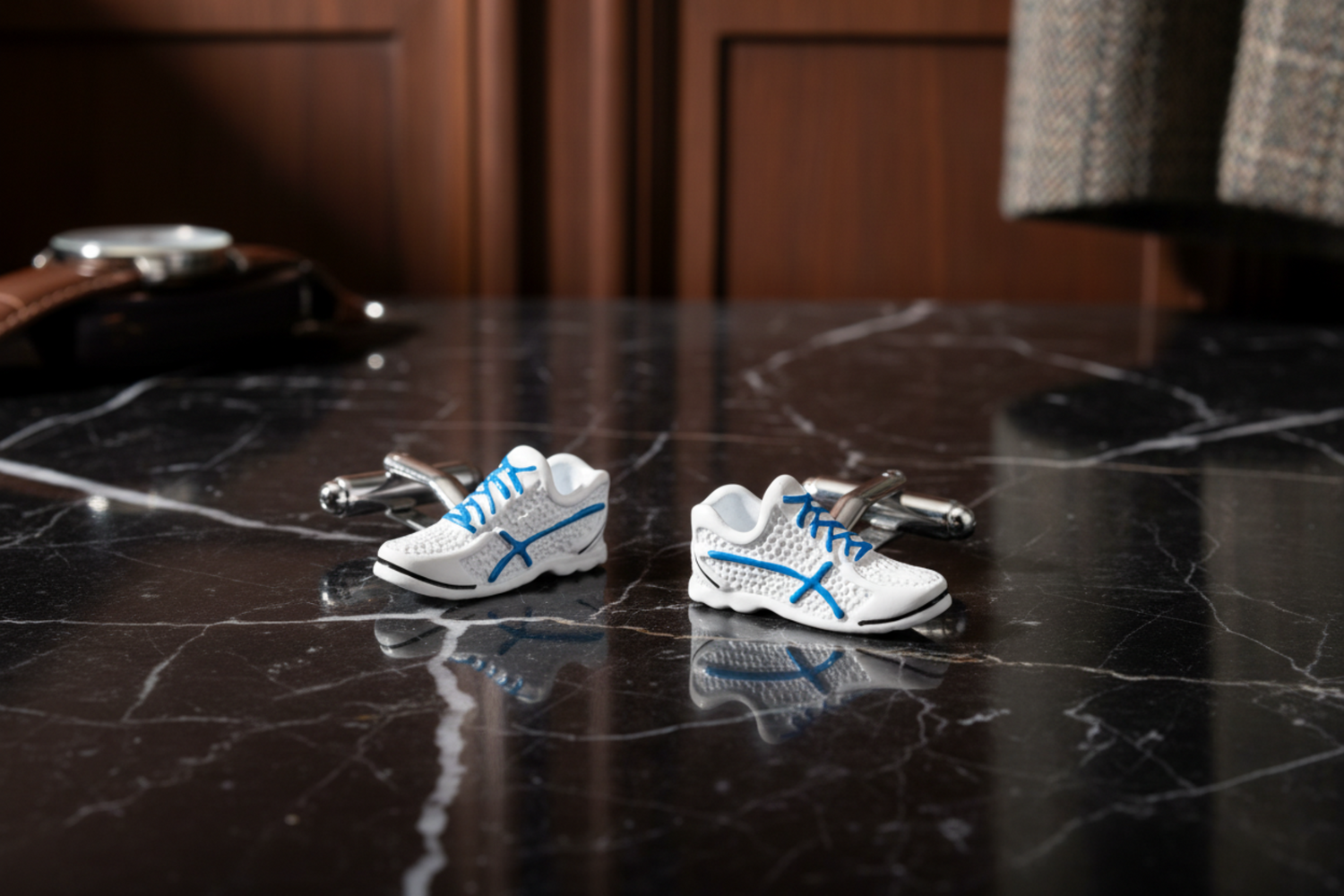 White sneakers cufflinks