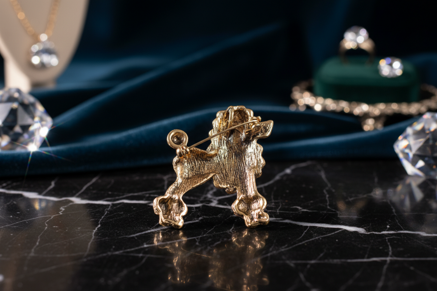 back of poodle lapel pin