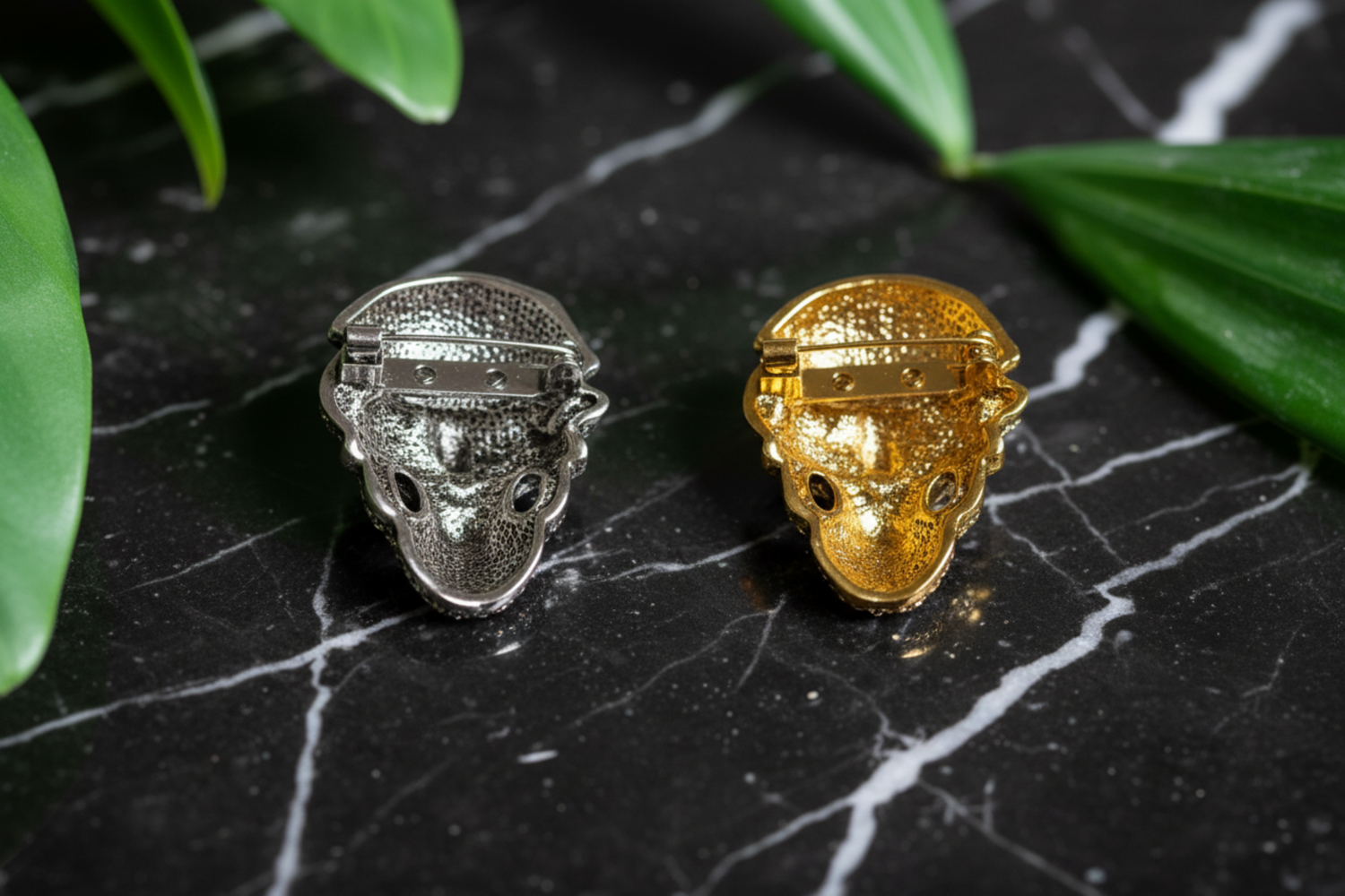 Back: Gold Colored Skull and Snake Lapel Pin