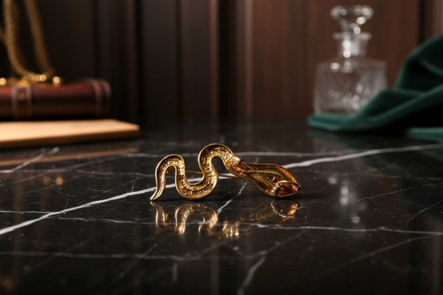 Back Of: White Snake With Jewels Lapel Pin