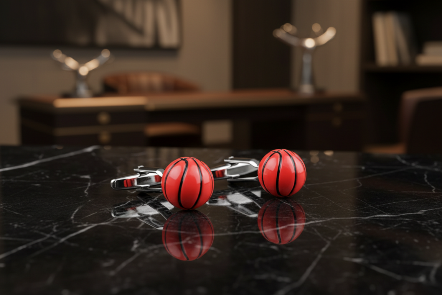 Basketball cufflinks orange black