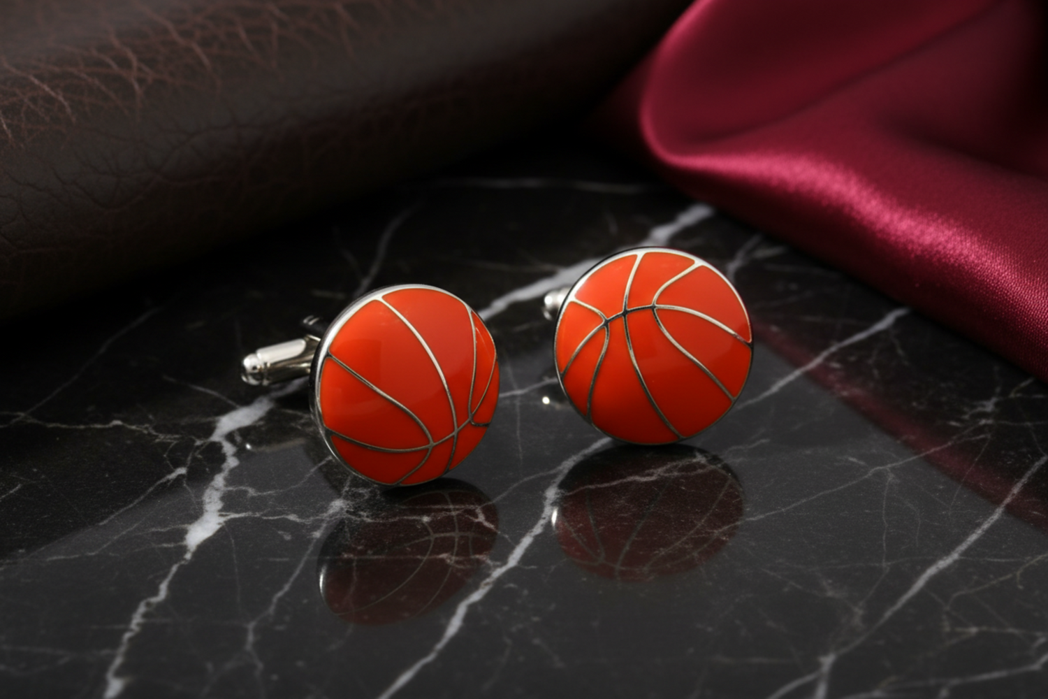 Small Orange Basketball Cufflinks
