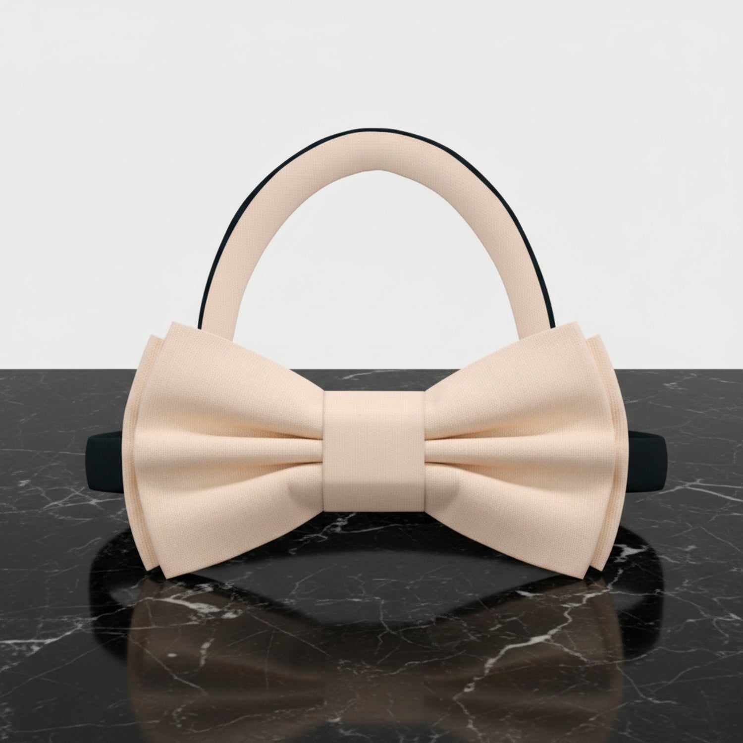 Beige Linen Bow Tie Pre Tied