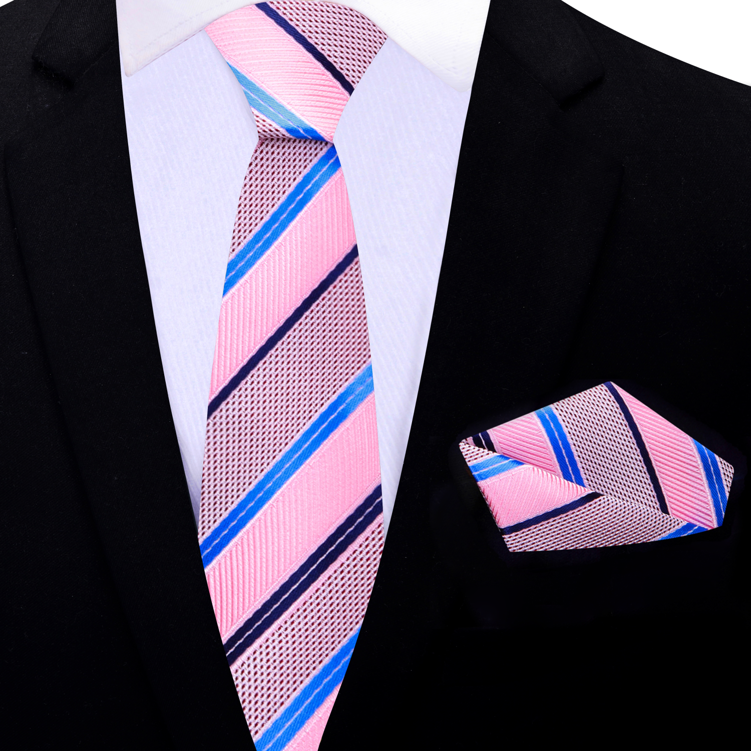 Belvedere Stripe Thin Necktie and Square