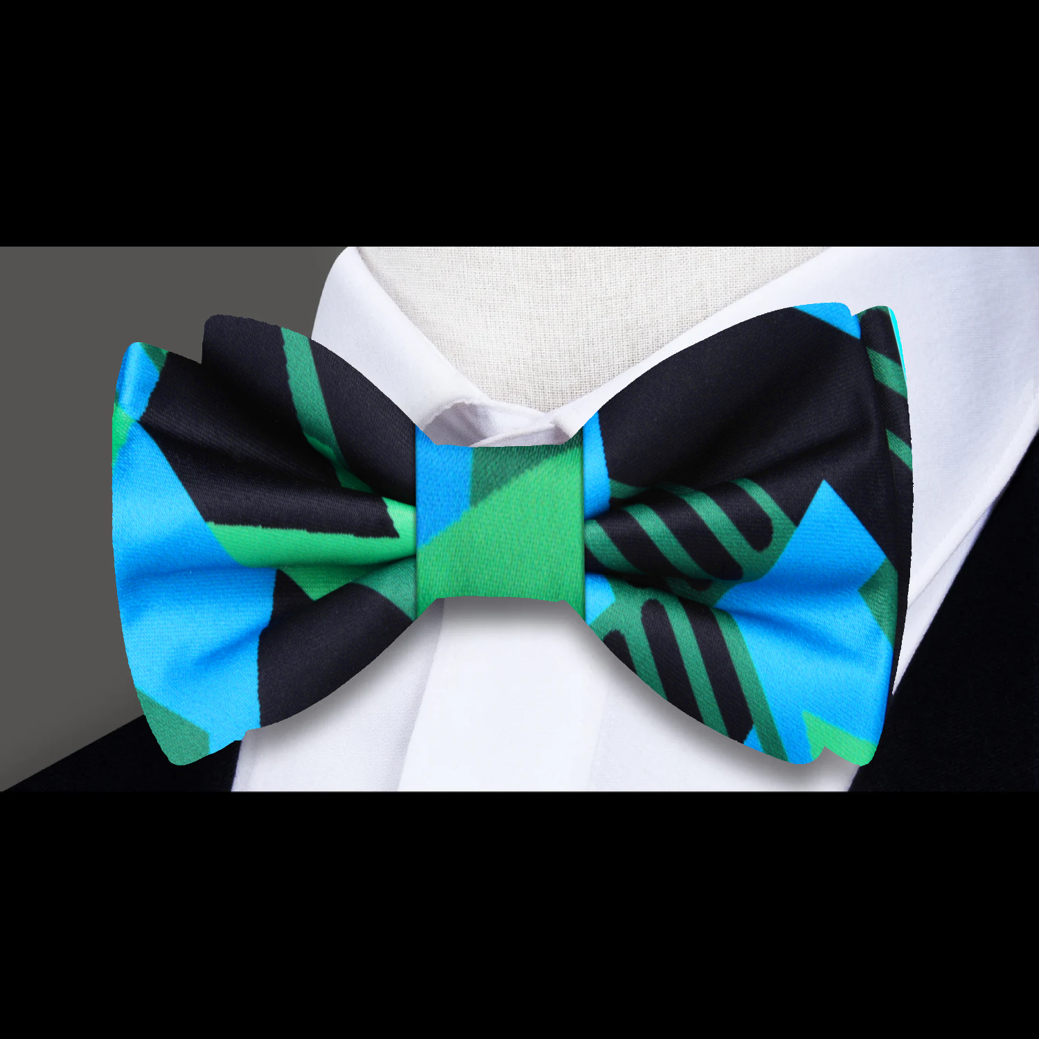 Aurora Borealis Green blue Black abstract bow tie 