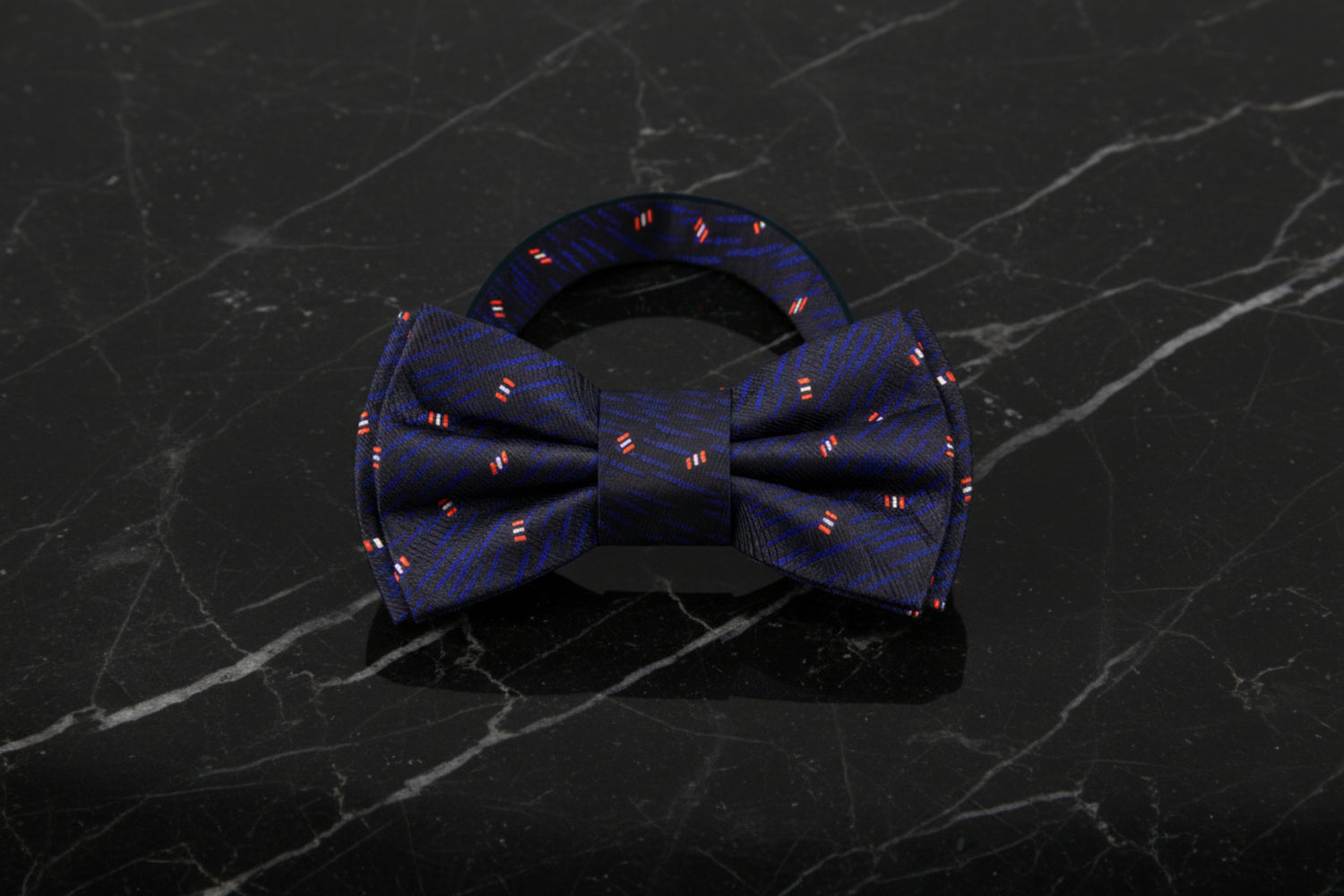 Black, Indigo Blue, Red Abstract Bow Tie Pre Tied