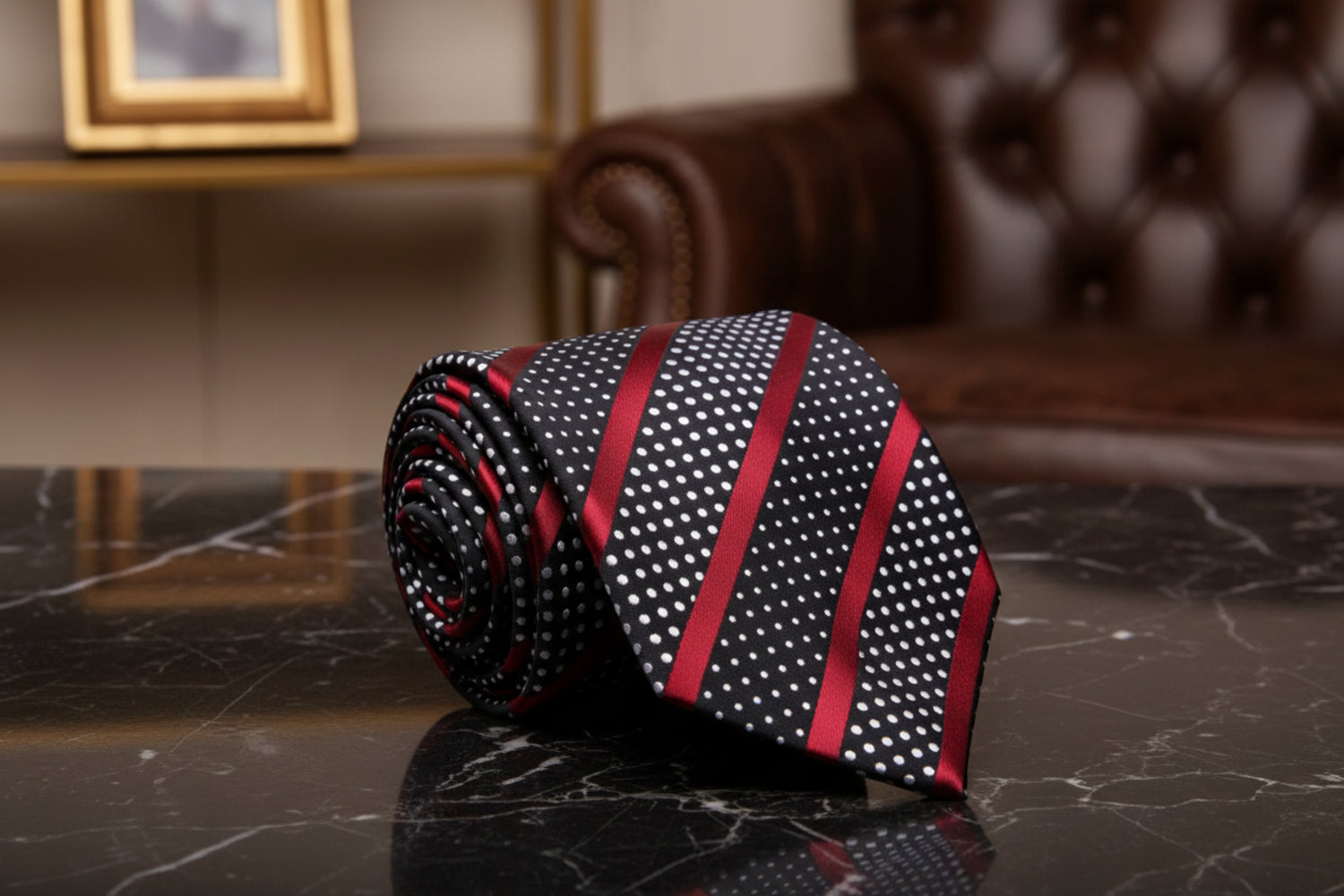 A black and burgundy tie view 3