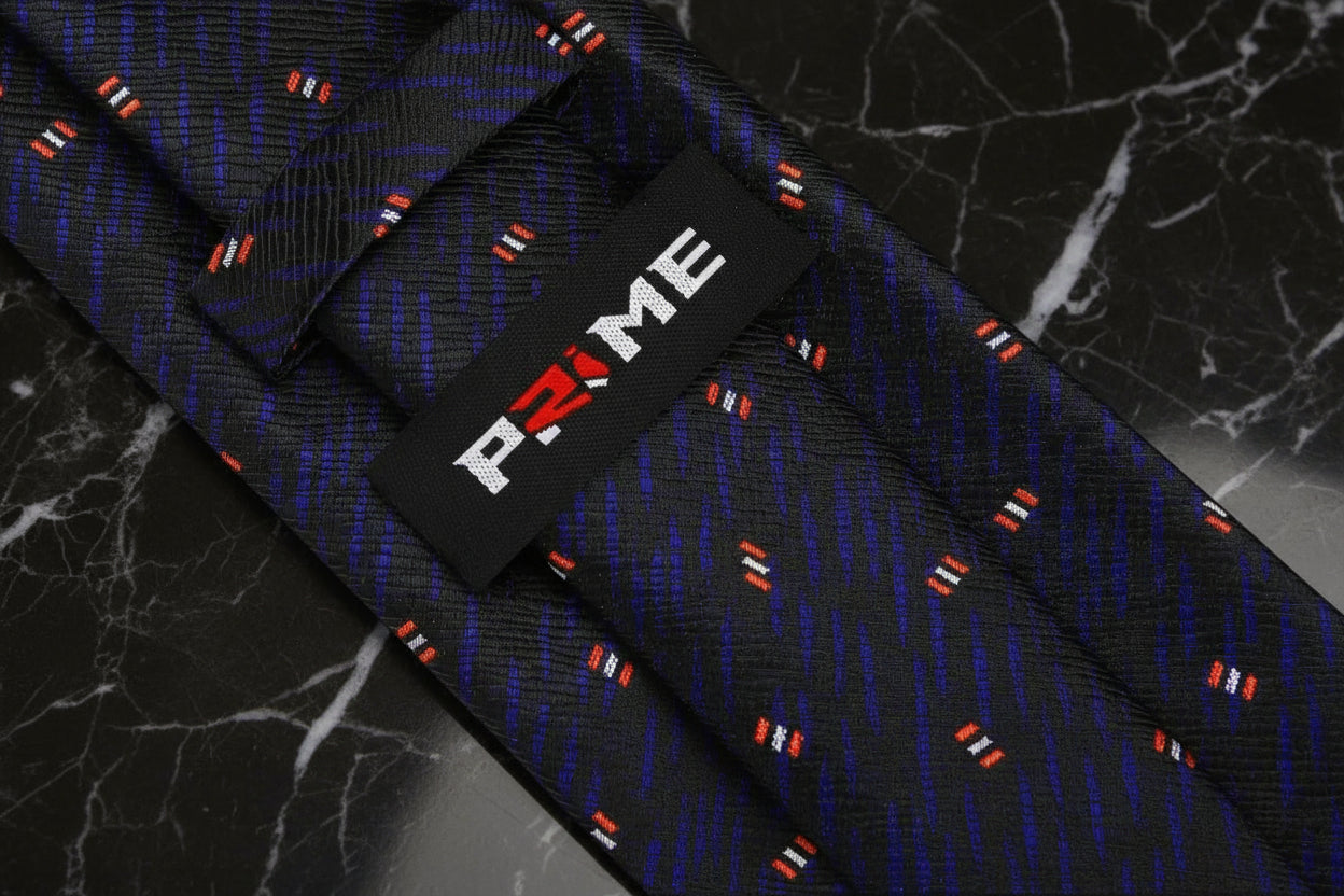 Black, Dark Indigo, Red, Abstract Tie Keep