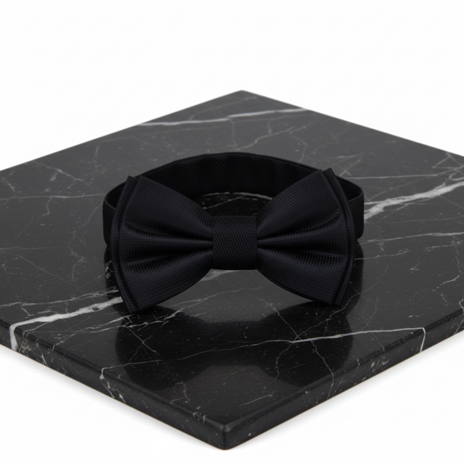 Solid Black with a small Block Texture Pre Tied Bow Tie
