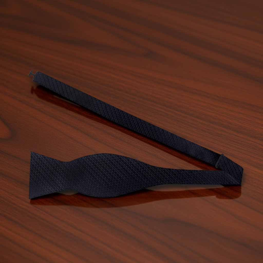 Self Tie: A Solid Black With Small Check Texture Pattern Self Tie Bow Tie