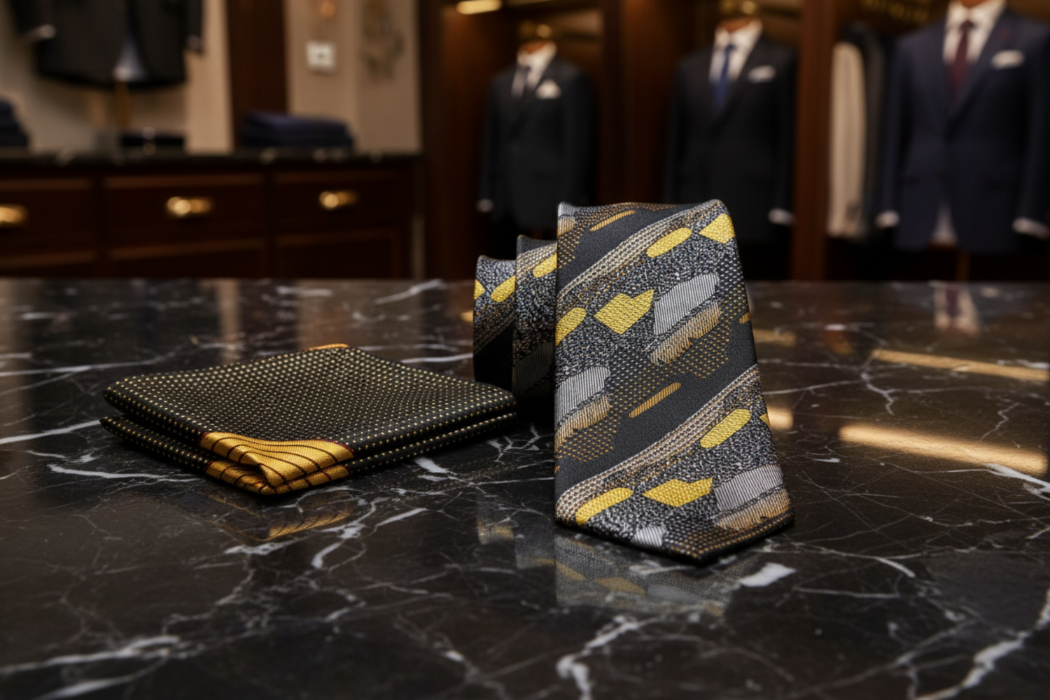 Gold Black Tie and Accenting Square