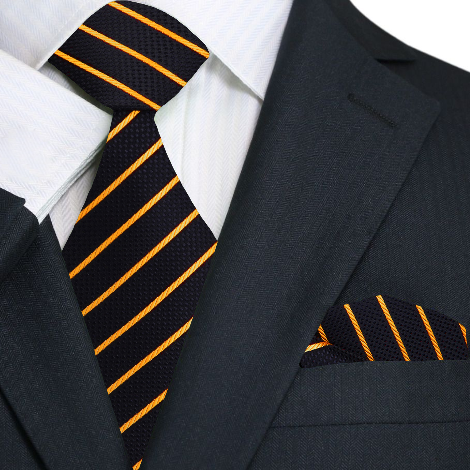 Premium Black and Gold Stripe Necktie