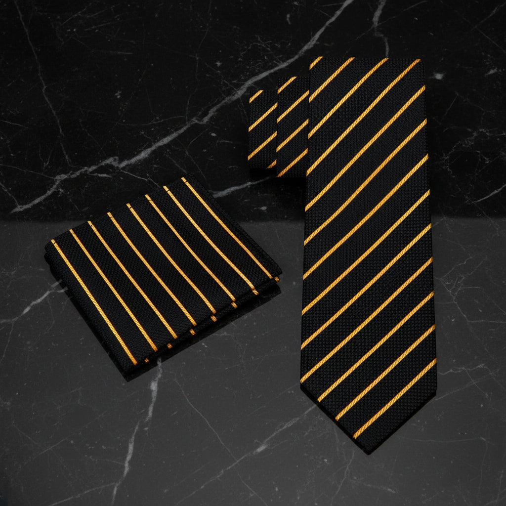 Alt Black and Gold Stripe Necktie