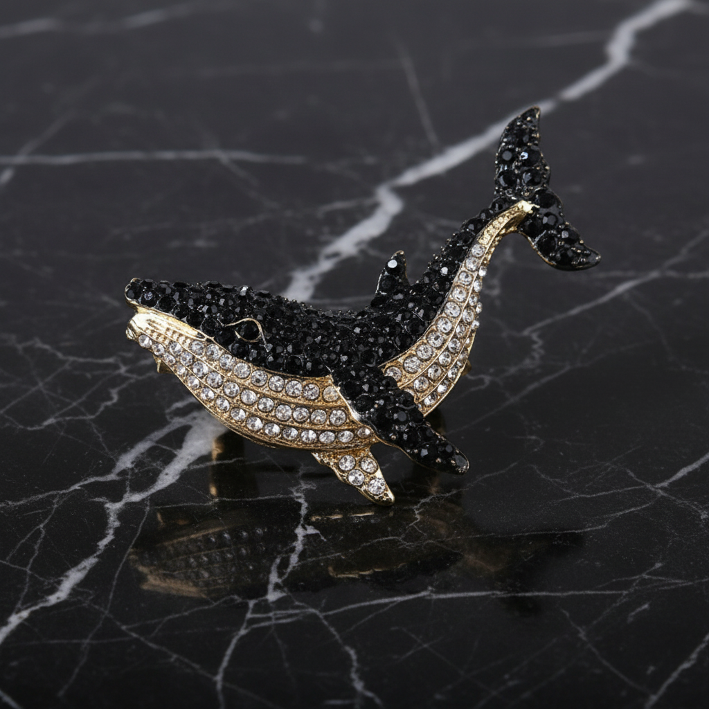 Black Whale Brooch