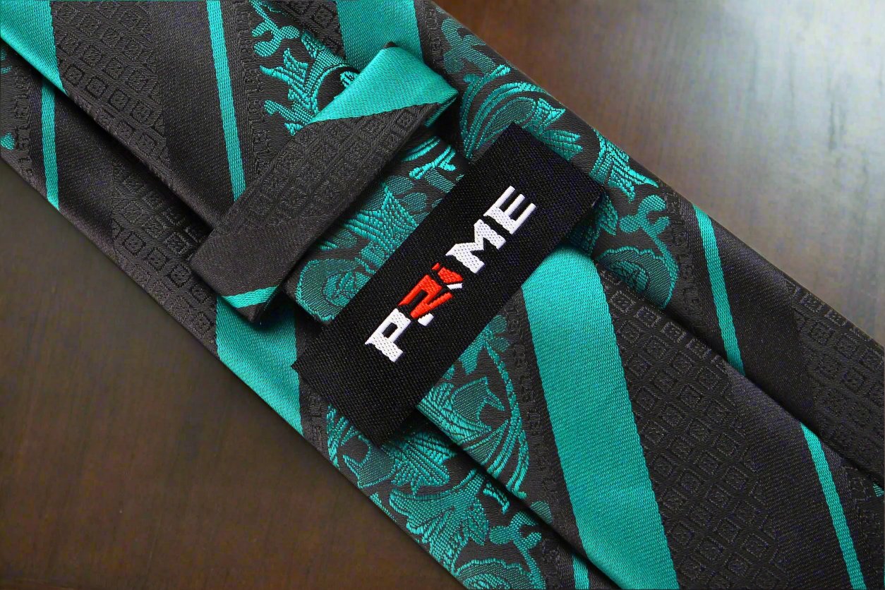 Black, Green Floral Tie Keep