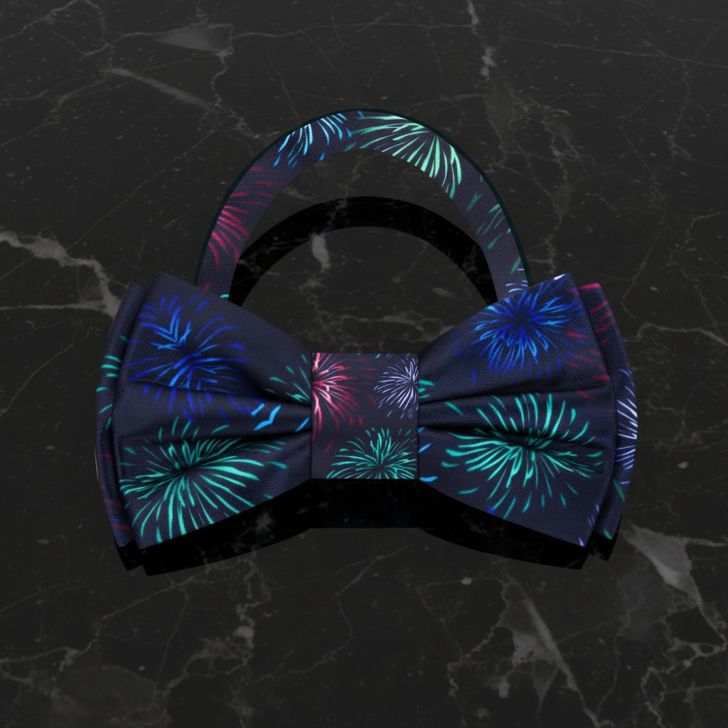 Black Green Red Blue Fireworks Bow Tie Pre Tied