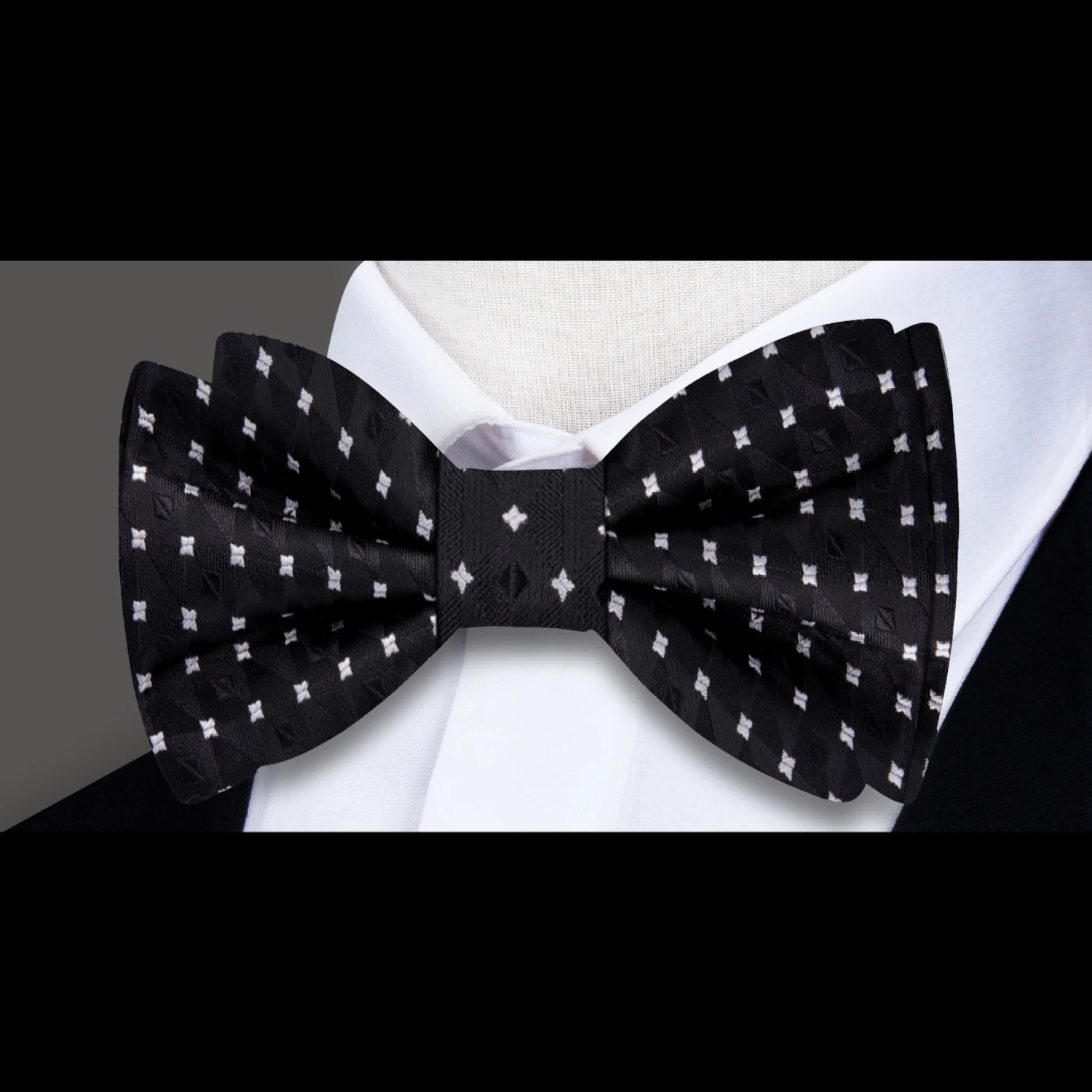 Black White Geometric Bow Tie