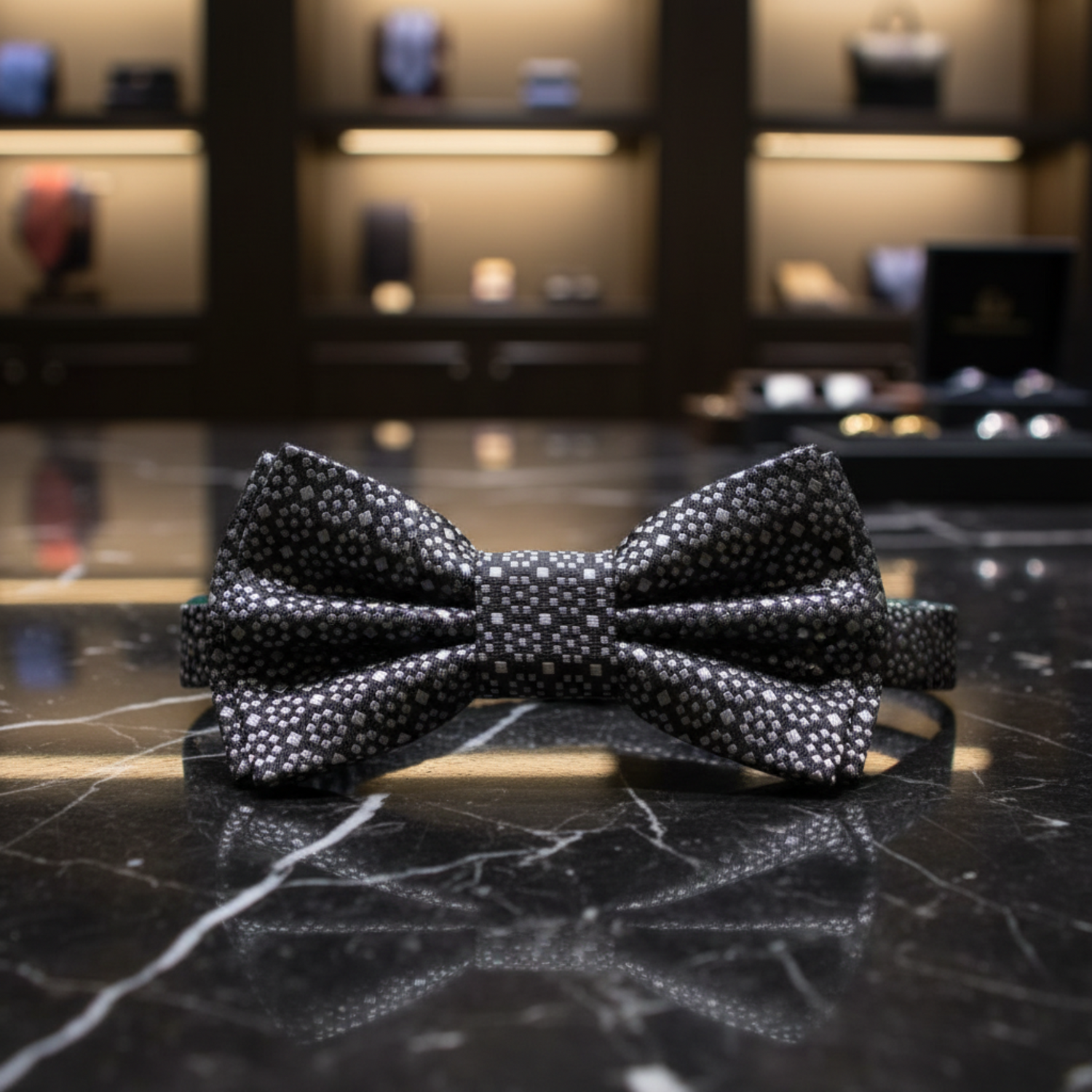 Black Grey Circles Cluster Big Bang Bow Tie Pre Tied