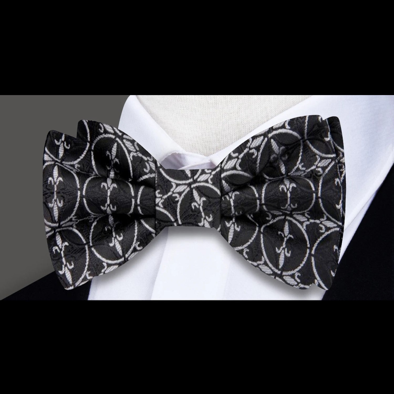 Black Fleur De Lis Bow Tie