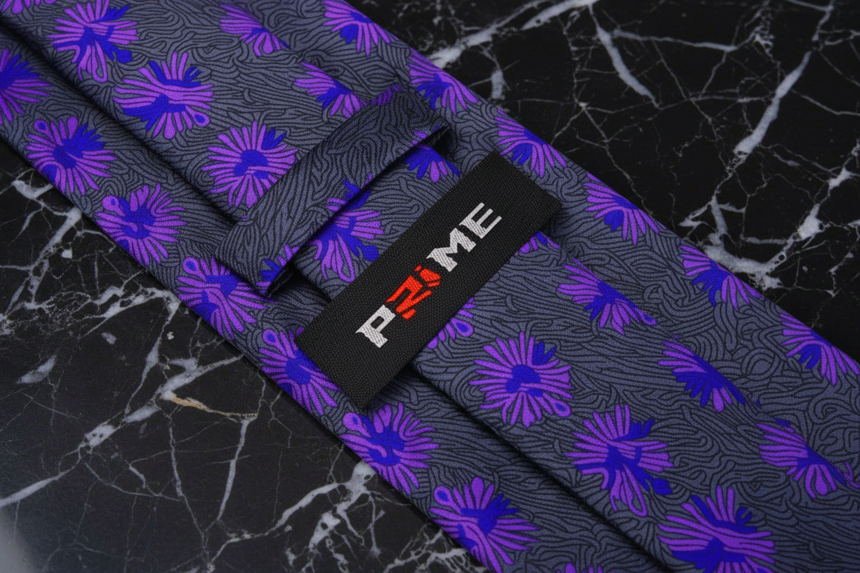 Grey, Purple Abstract Tie Keep