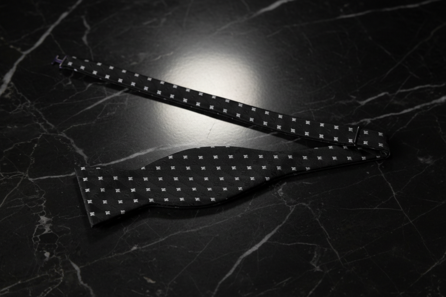 Black and Grey Small Geometric Self Tie Bow Tie