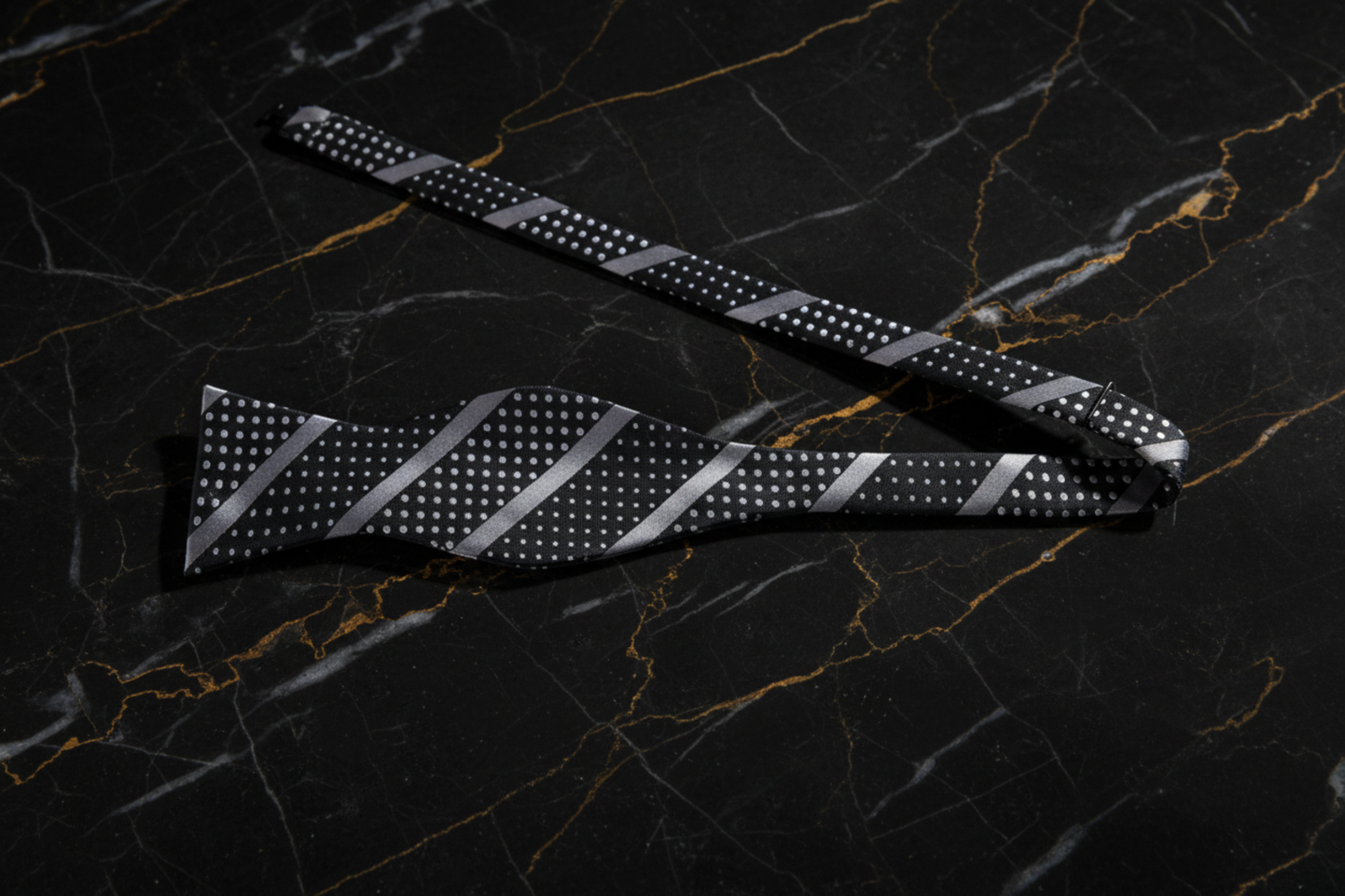 Grey Black Versatile Bow Tie Self Tie