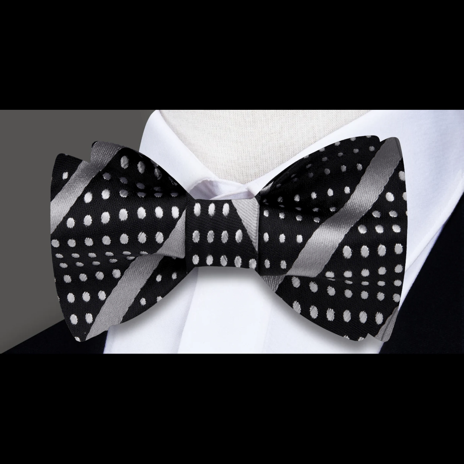 Grey Black Versatile Bow Tie 