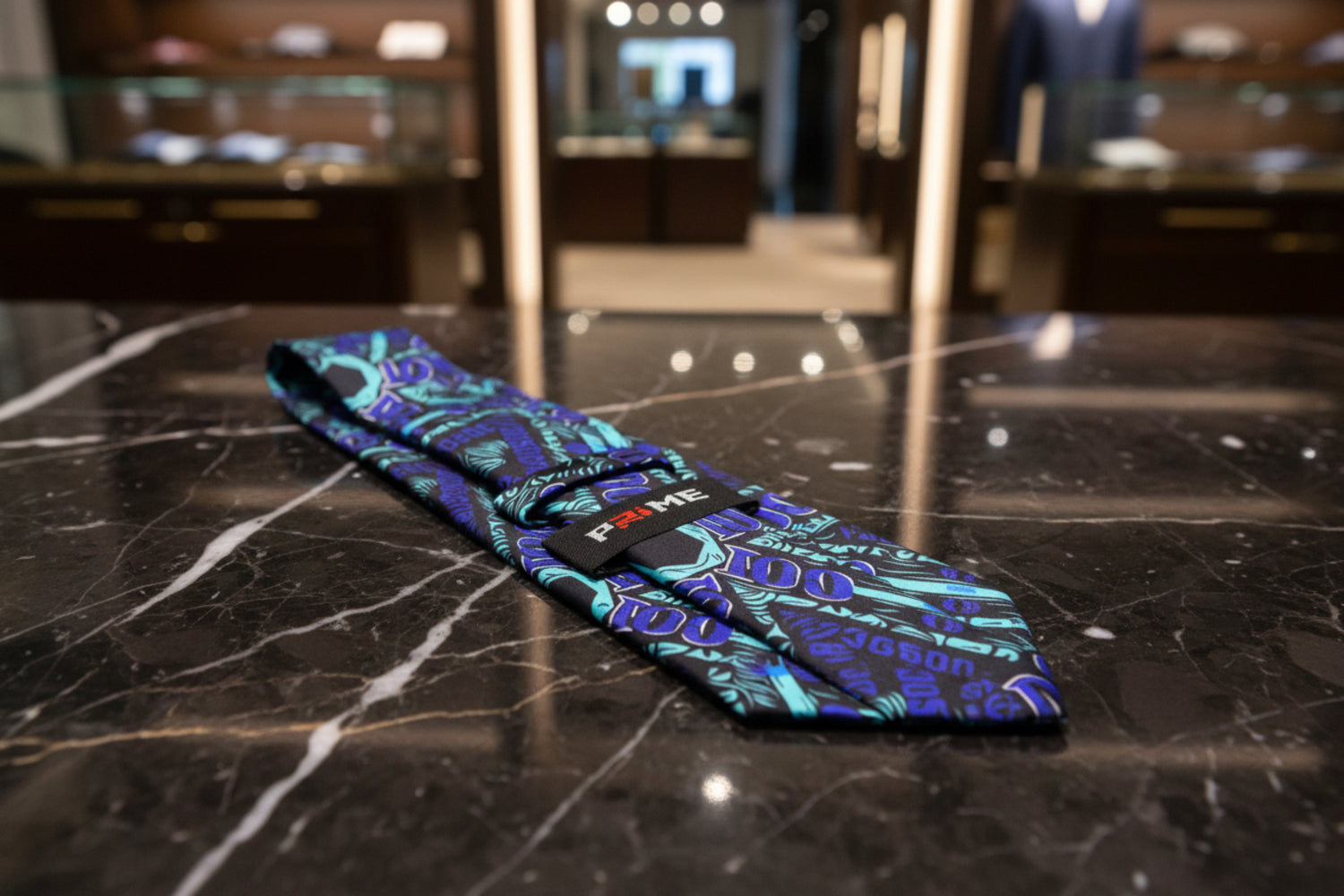 Black, Blue Abstract Necktie Keep