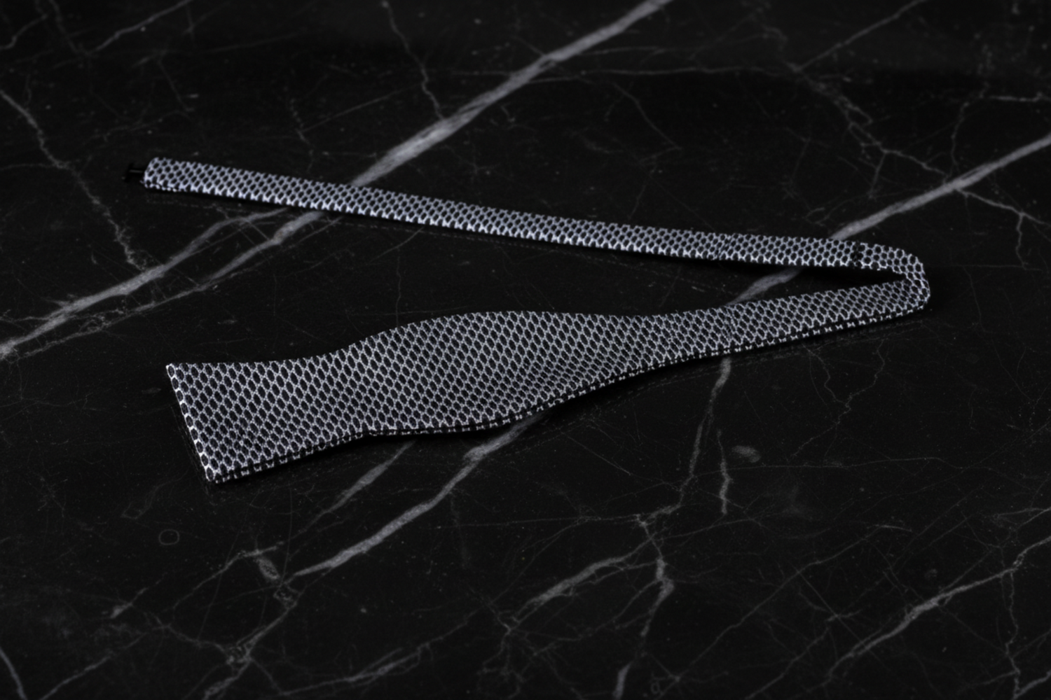 Black, Light Grey Geometric Bow Tie Self Tie