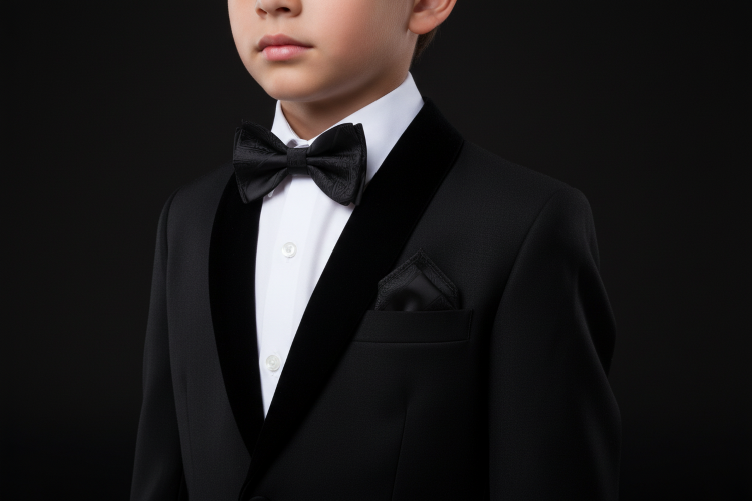 Boys Black with Paisley and Stripe Texture Pre-Tied Bow Tie