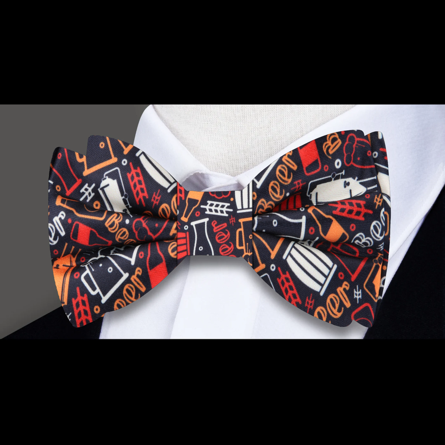 Black, Orange & Red Brewer’s Pattern Bow Tie