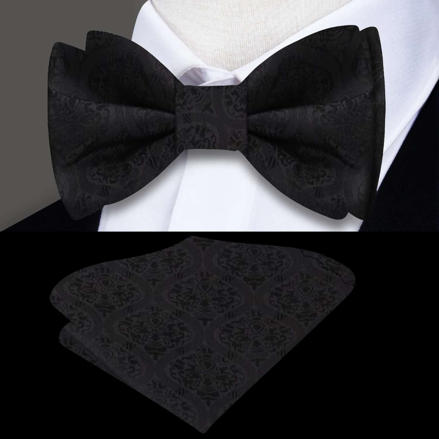 Black Painted Desert bow Tie and Square